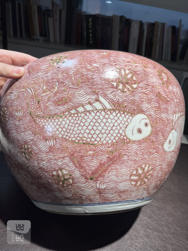 18世纪 青花釉里红鱼藻纹大缸 - 图17